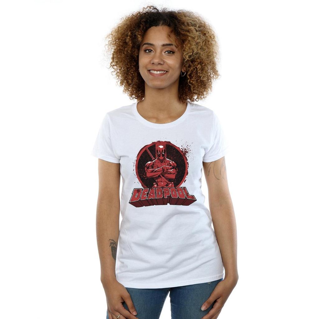 Deadpool Womens/Ladies Arms Crossed Logo Cotton T-Shirt