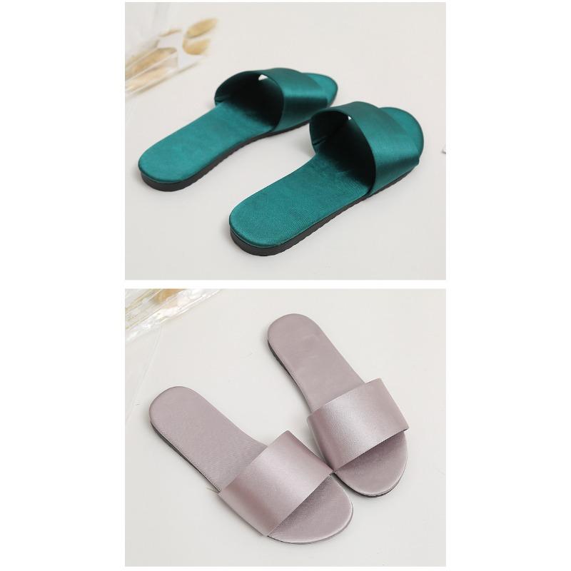 Papuci de vară din mătase dintr-o singură bucată, papuci casual cool, papuci de mărime mare cu fund plat