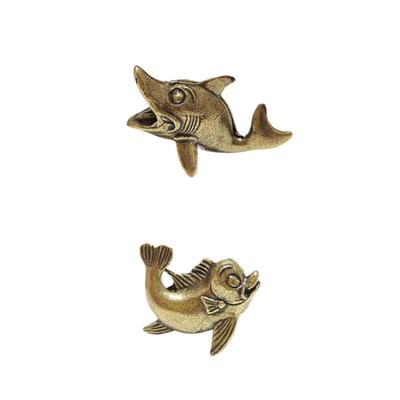 Fish Statue Antique Bronze Collectible Marine Animal Figure Animal Sculpture for Bedroom TV Stand Hotel Living Room Bookshelf