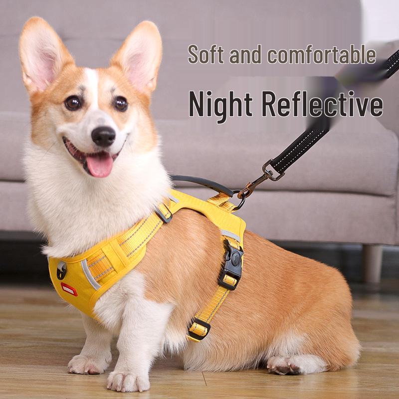 Reflective Adjustable Dog Harness Vest for Medium & Large Dogs - Corgi & Shiba Inu Friendly