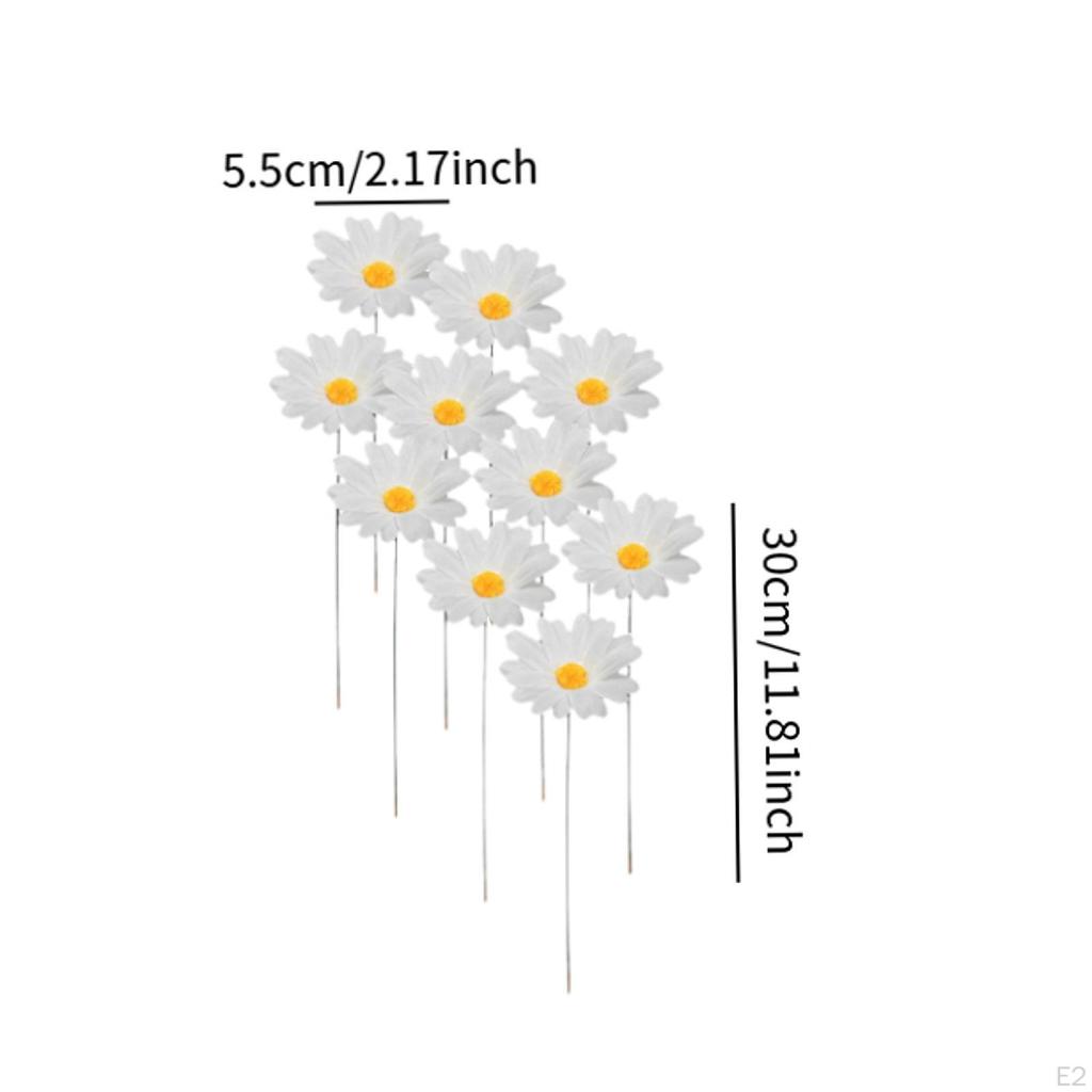 10Pcs Daisy Flower Stakes Plant Stake Yard Art Decor Decorative Garden for