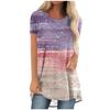 Womens Casual Short Sleeve T-Shirt With Starry Sky Digital Print Loose Fit Long Length Top 2025