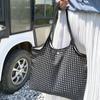 Women's Square Grid Canvas Shoulder Bag - Large Capacity, Summer Style, Ideal for Students and Casual Outfits