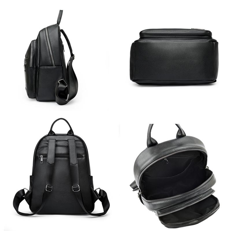 Fashion Vintage PU Leather Women’s Shopping Backpack Leisure Time Large Capacity Student Schoolbags Women Travel Zipper Rucksack