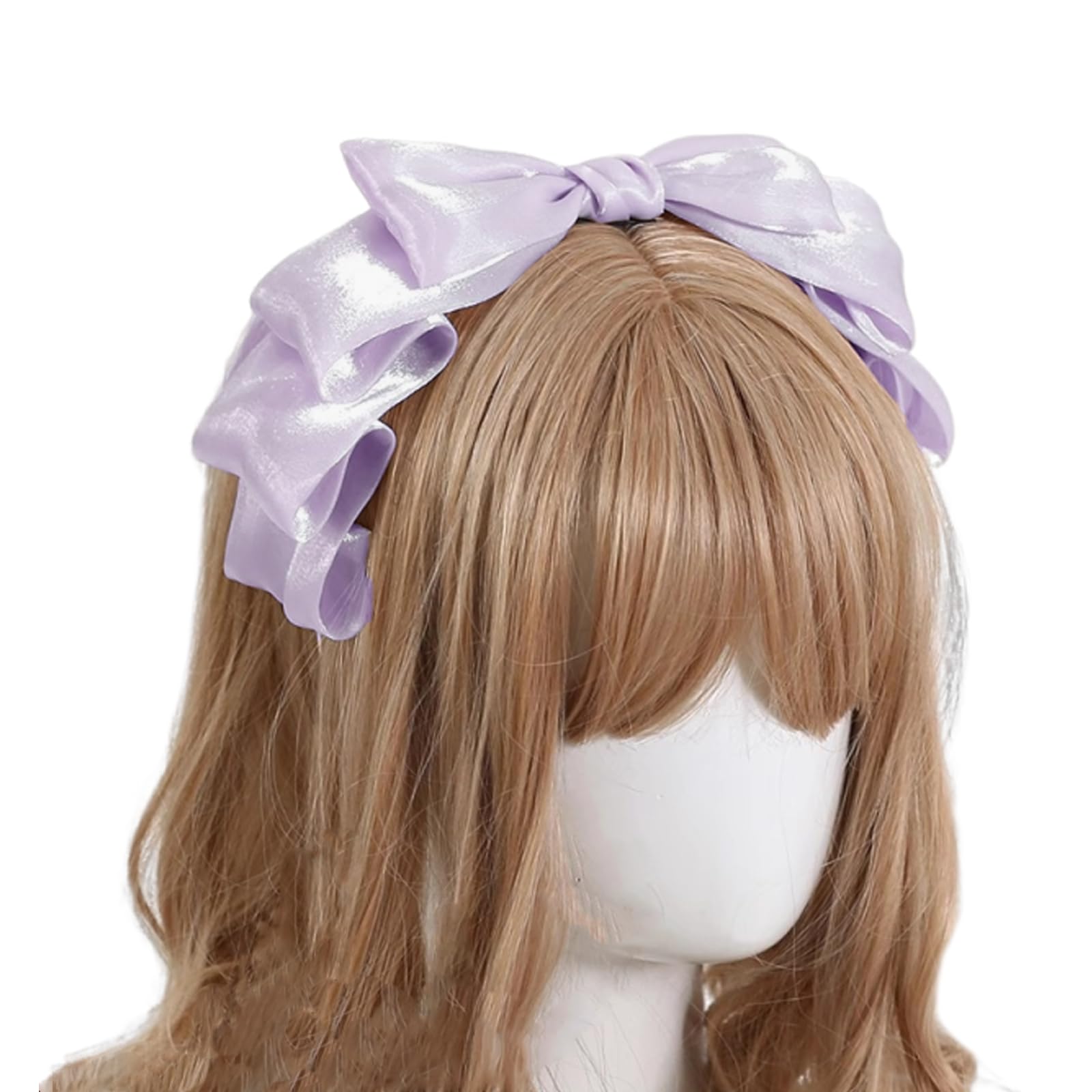 PrimeBlis Лолита Шарм-лента, Головной убор Лолита, Аксессуар для волос Лолита, Кружевная повязка с бантом, Моэ, Милый, Косплей, Лолита, Кафе-мейд (Фиолетовый, F)