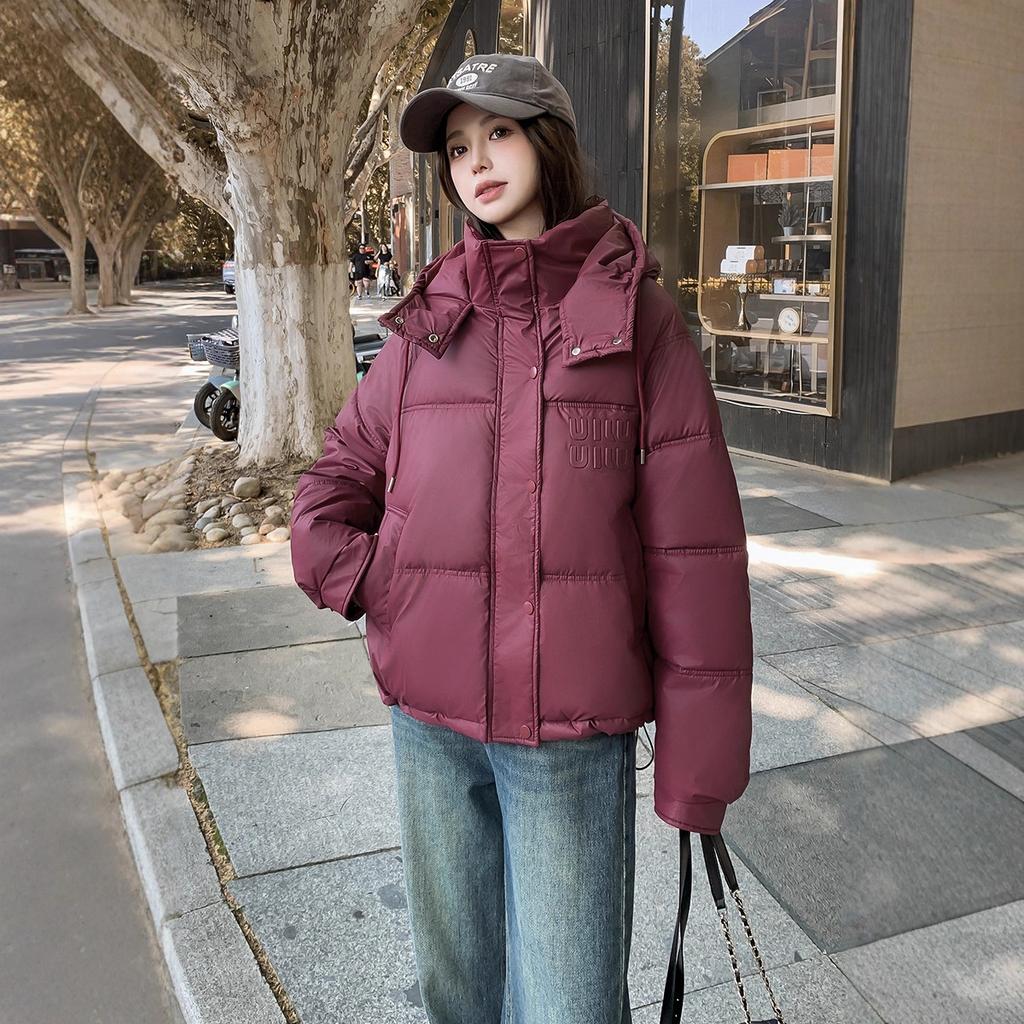 Leave-in PU leather labeling short down cotton clothes women's season new bread clothes small warm jacket