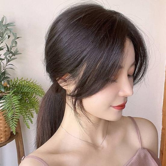 Women Clip-in Bangs Natural Wispy 3D French Bangs Forehead Hair Extensions Black Brown Side Bangs Fringe Wig Hairpieces