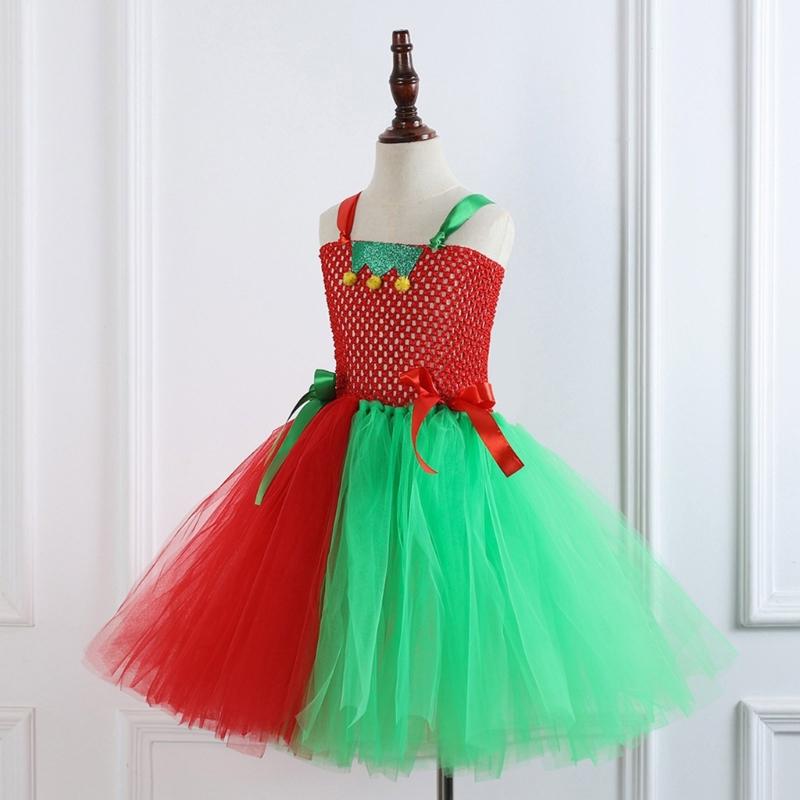 Kinder Weihnachten Elf Kostüm Zubehör für Mädchen 2-12 Weihnachten Geburtstag Fotografie Enthält Kleid und Weihnachtsmütze