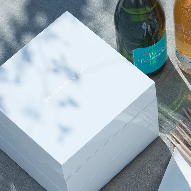 Dean and DeLuca schwere große weiße Lunchbox mit Unterteilungen für 4 bis 5 Personen, großes Fassungsvermögen, Picknick, Outdoor, xx cm, dreistöckig, 19,5T 16,7B 19,5H