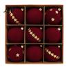 Christmas Party Background Decor 9Pcs Flocked Ball Ornaments Burgundy Velvet Balls with Gold Retro Supplies Embroidery Hanging Tree for Holiday Home