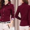 Women Office Career Formal Revit Studded Collar Button Up Blouse OL Shirt Top