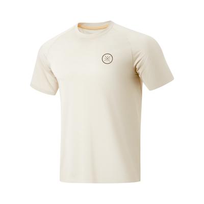 Wade Series Letter Round Neck Comfortable Versatile Breathable Short Sleeve T-Shirt Men Tops Oatmeal-Gray ATSU071-3