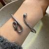 100% Solid 925 Sterling Silver Retro Bracelet for Women Men Vintage Handmade Snake Simple Bracelet Birthday Gift