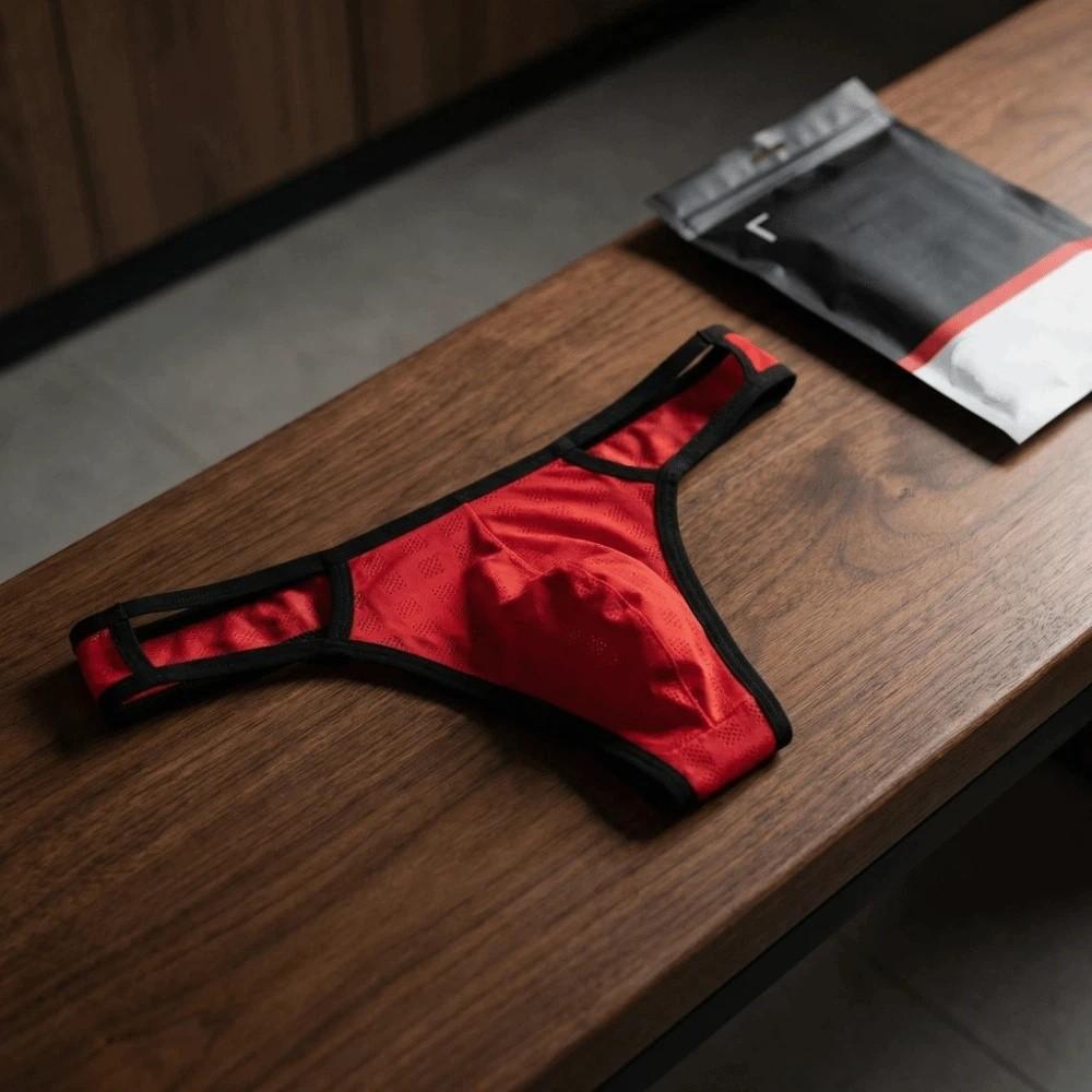 Hollow Men's Thongs Ultra-thin T Back Panties Breathable Mesh Underpants Summer