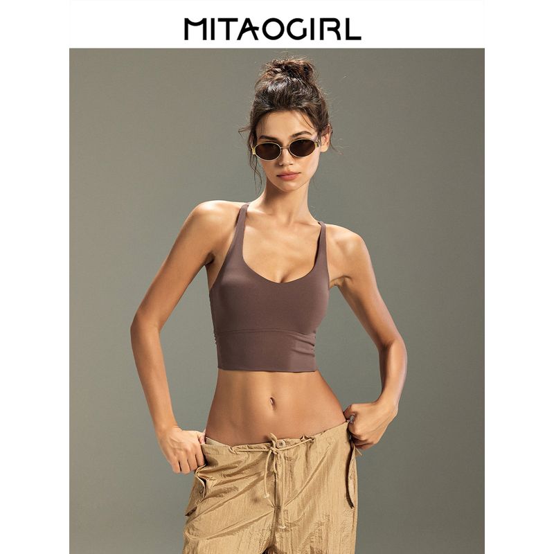 Mitaogirl Kendall Sports Intimates Women's Bubble Wrap Vest with Chest Pad Yoga Clothing Top Beauty Back Fitness Bra