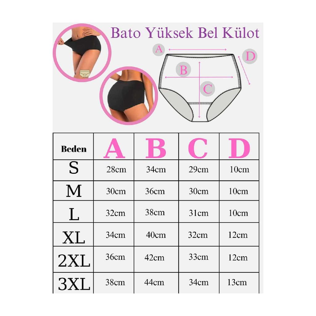 Chiloți de damă cu talie înaltă Bumbac Lycra Bato Negru 5 pachete zilnic Chiloți de damă cu talie înaltă