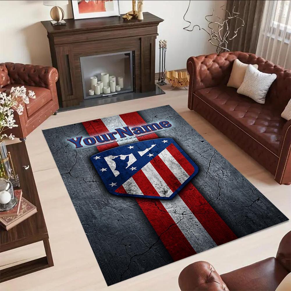 Atletico Madrid Personalized Text Carpet Design for Dining Room Hallway Outdoor Playrooms Antislip Carpet Anime Office Decor Best for Christmas