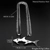 Fish Shark Beer Bottle Opener Pendant Necklaces for Men Stainless Steel Silver Color Multi-Function Hip Hop Male Chain Jewelry