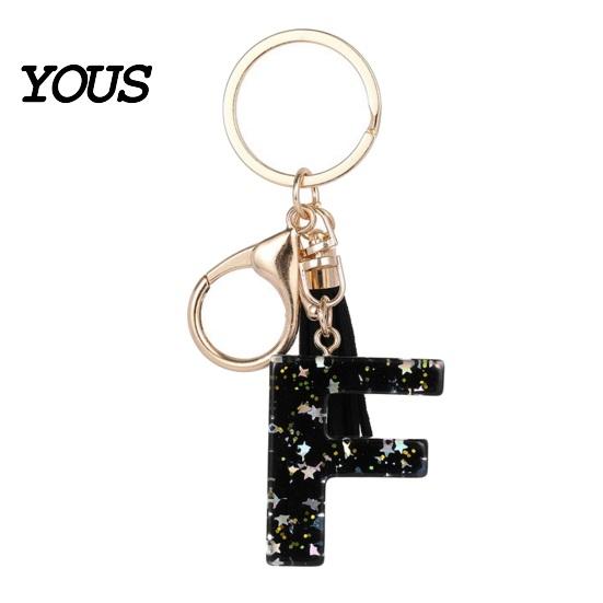 Lightweight Keychain Pendant, Sequins Star Letter A-Z Charm with Tassel, Gift Alphabet Initial Metal Keyring for Handbag Backpack Bag