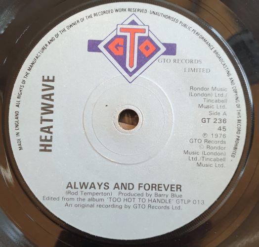 

7inch Record HEATWAVE - Always And Forever GT236 GTO 1978 UK Soul/Funk Used