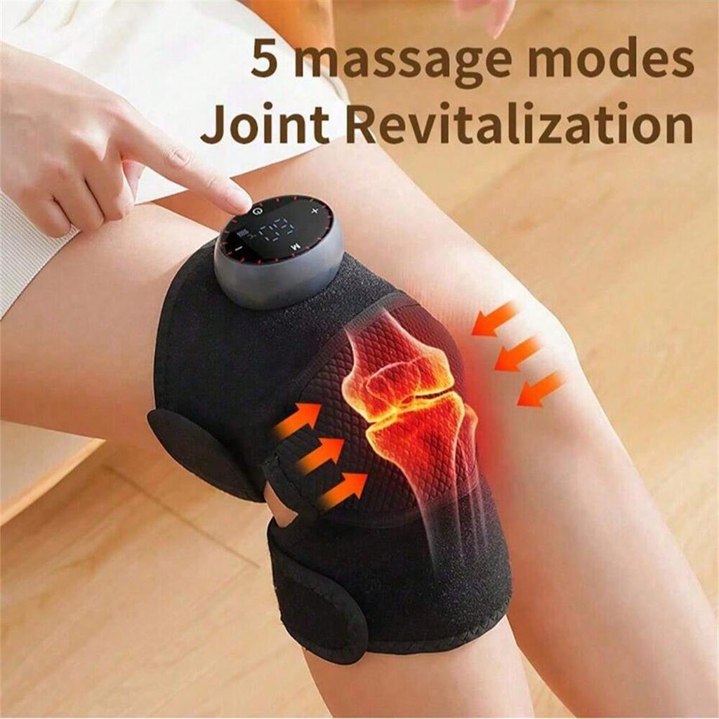 1 Wiederaufladbares Beheiztes Knie-Massagegerät, Verstellbare 3D Voll Beheizte Kniebandage mit Heizmodus und Einstellbarer Vibration