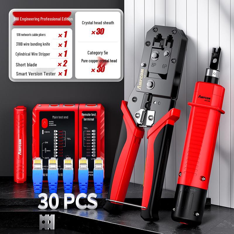 Clește de sertizat profesional pentru cablu de rețea cu capăt Crystal cu conectori cu 5, 6, 7 găuri traversante