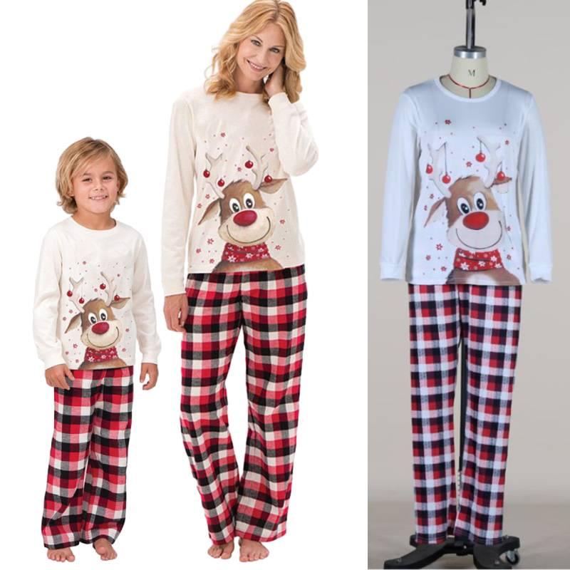 Elk Christmas Pajamas Set Family Matching Sleepwear Xmas Boy Girl Parentchild