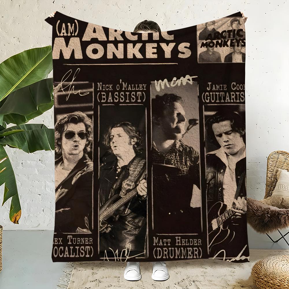 Music A-Arctic Monkeys Throw  Flannel Throw Blanket,Bed Home Office Nap Blanket Travel,Camping,Picnic Blanket Soft Decor 75x90cm