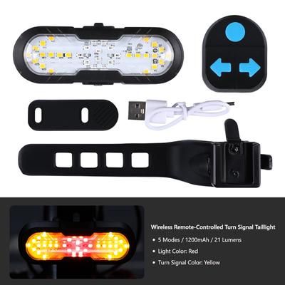 Bicycle Wireless Remote Turn Signals Led Rear Bike Taillight Type‑c Rechargeable Safety Warning Light For Night Riding Cycling Equipment