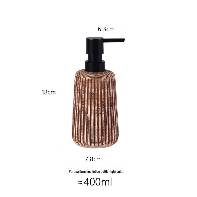 Flacon à lotion en céramique vintage à rayures verticales - Distributeur de gel douche 400 ml pour hôtel ou maison.