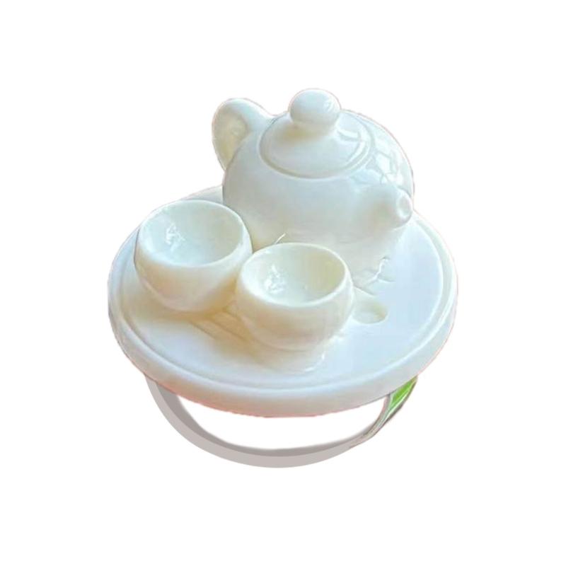 Simulation Kettle Tea Set Rings Adjustable Finger Rings New Chinese Style Adorment Stackable Rings Accessory for Women