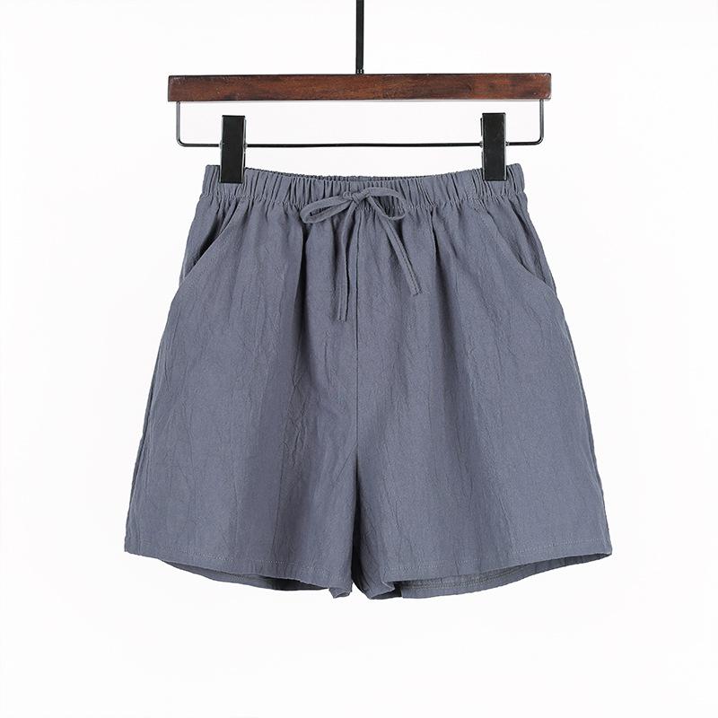 

Летние женские модные хлопковые льняные шорты, свободные удобные широкие короткие брюки S светло-синий