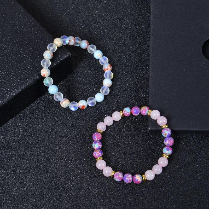 Pink Natural Stone Bracelet Chalcedony Beaded Bracelet for Women Optimized Natural Stone Beads Yoga Meditation  Gift