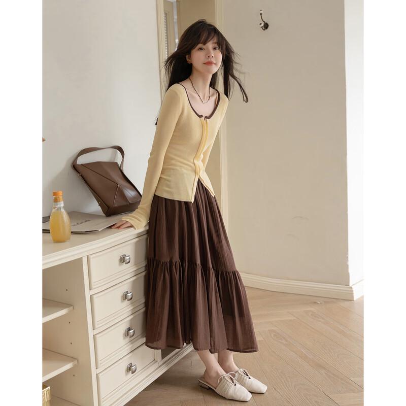 Women s Lightweight Color-block Round Neck Knit Sweater S