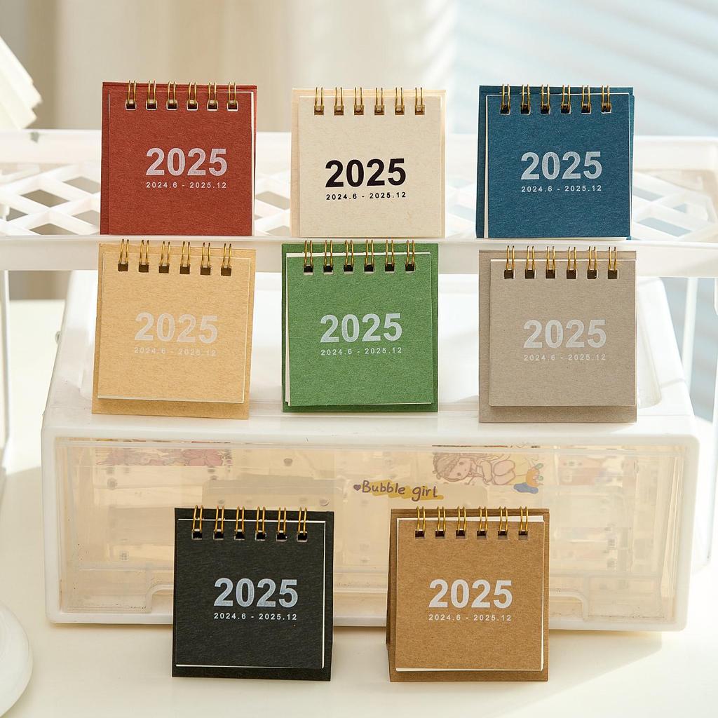 2025 Mini MUJI-Style Retro Desk Calendar | Punch Card & Lunar Features | Desktop Decoration & Ornaments