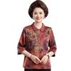 Elegant Silk Long Sleeve Shirt for Women - Spring/Summer Top for Middle-aged and Elderly