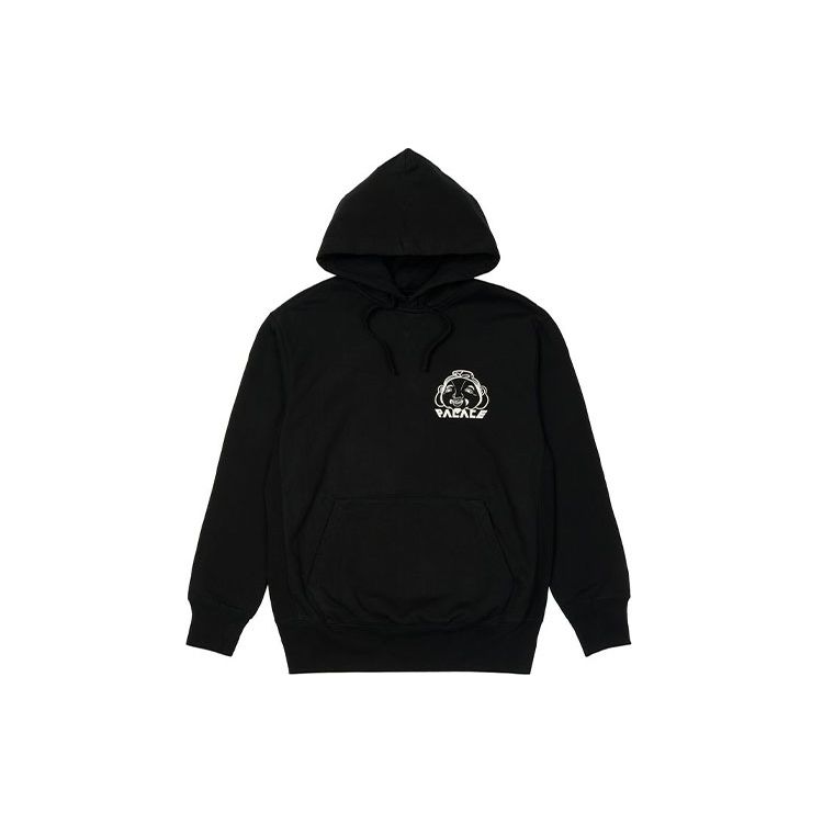 Palace X Evisu FW21 Bluza z kapturem typu pulower o luźnym kroju z nadrukiem graficznym Tri-Godhead Unisexowa bluza z kapturem Czarna P21EVHD001