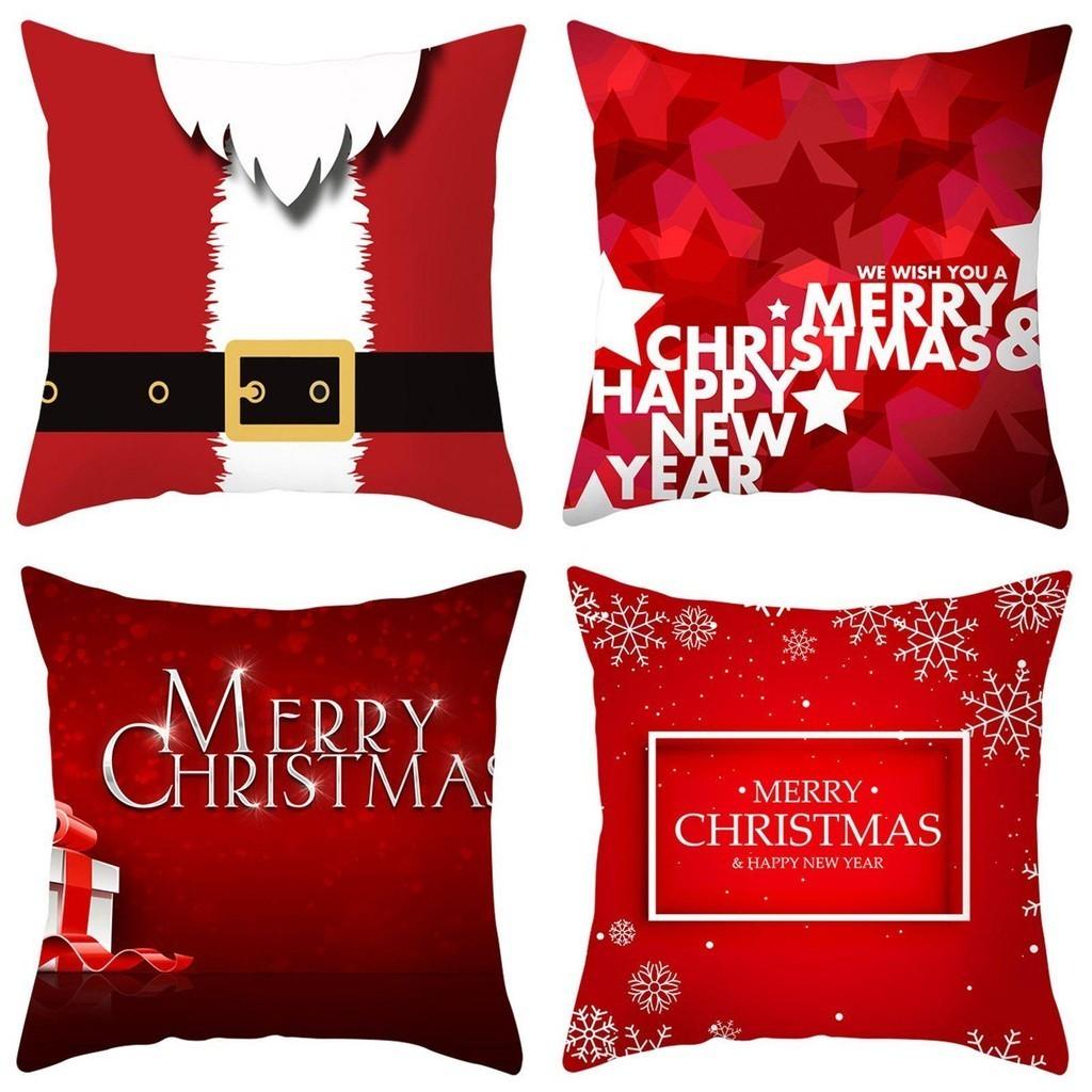 Festive Christmas Red Pillow Case Luxurious Cushion Cover For Cheerful Home Decor