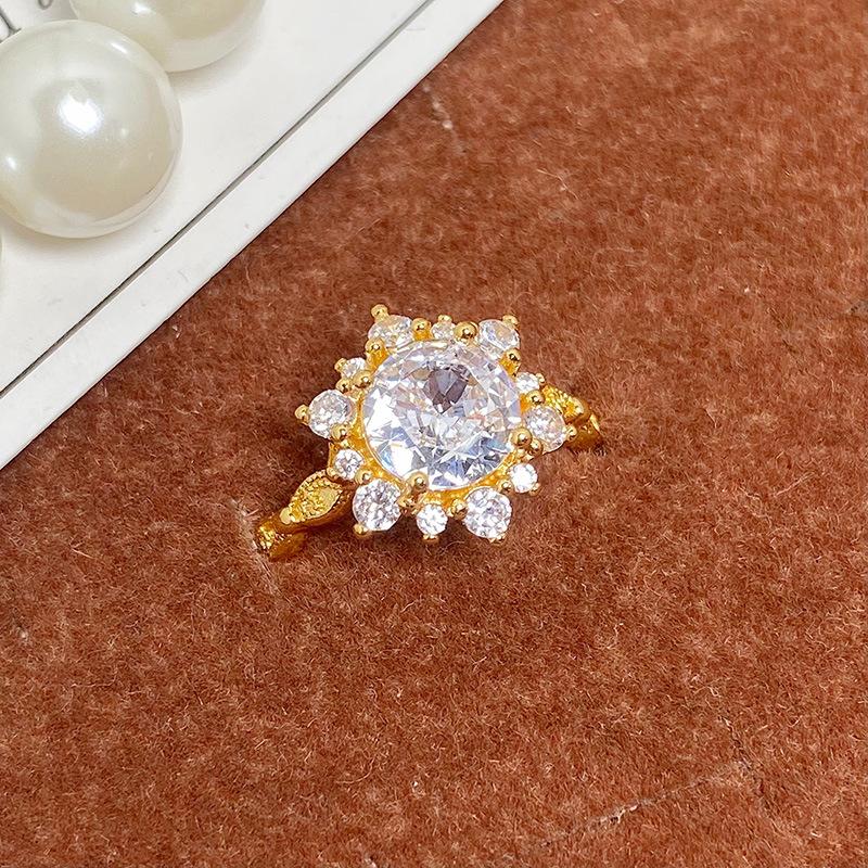 Mittelalterlicher Vintage Geometrischer Mikro-Inlay Personalisierter Öffnungsring Damenmode Retro Kalter Wind Nischendesign Ring