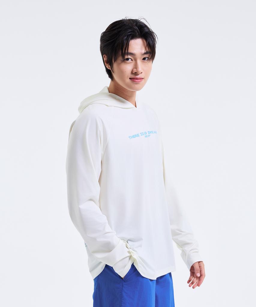 Baellob Unisex Ocean Wave Hooded Rash Guard Off-White