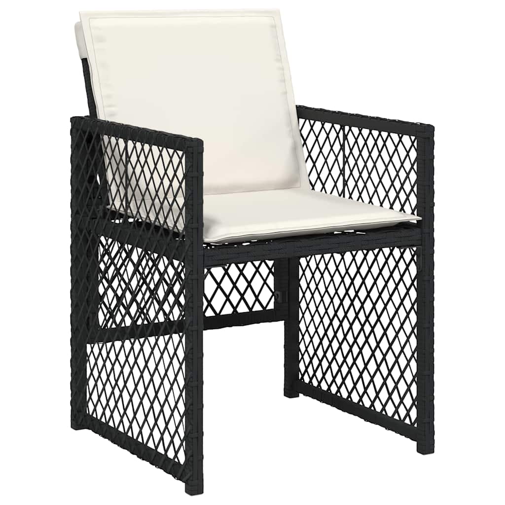 Vidaxl 15-Cz. Garden Furniture Set With Cushions, Black, PE Rattan