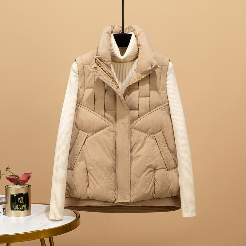 Plus Size Cotton Vest Women's Fall and Winter Loose Stand-up Collar Cotton Shoulders Sleeveless Jacket Fashion Waistcoat