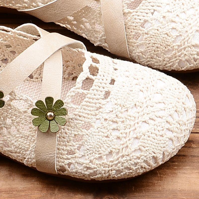 Fashion Elegant Woman Shoe Summer Air Mesh Flats Women's Breathable Mary Jane Shoes Ladies Ankle Strappy Ballet Shoes Cutout Lace Loafer
