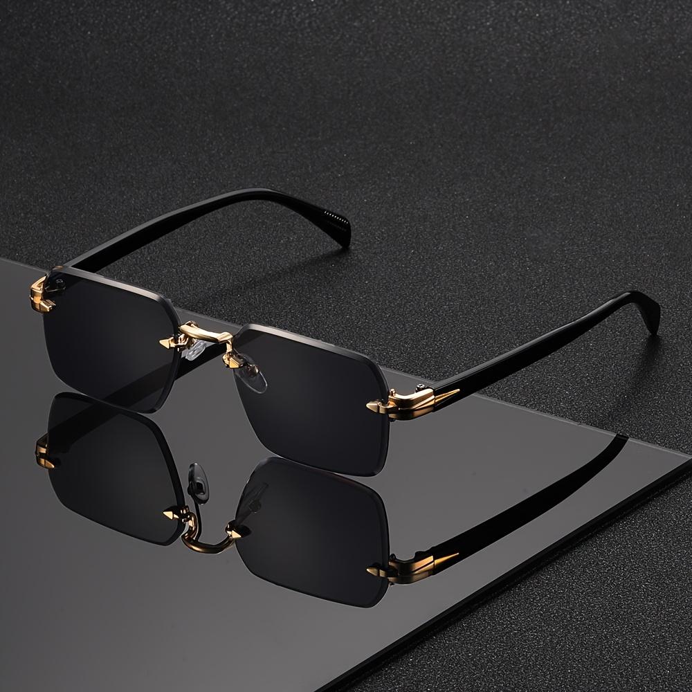 Rimless Rectangular Unisex Fashion Sunglasses Uv Protection For Driving Outdoor Activity серый