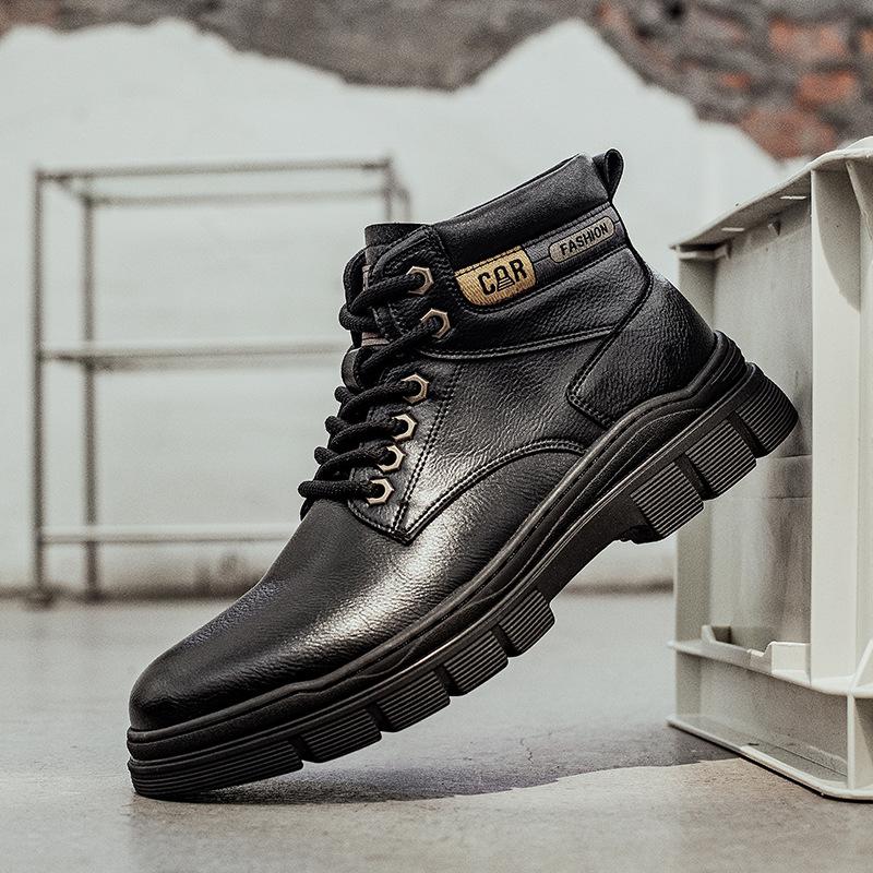 

Zhongbang Martin Boots Men s 2025 New British Style Outdoor Rhubarb Boots Fleece Warm Tooling Boots Tide Men s Cotton Boots 38