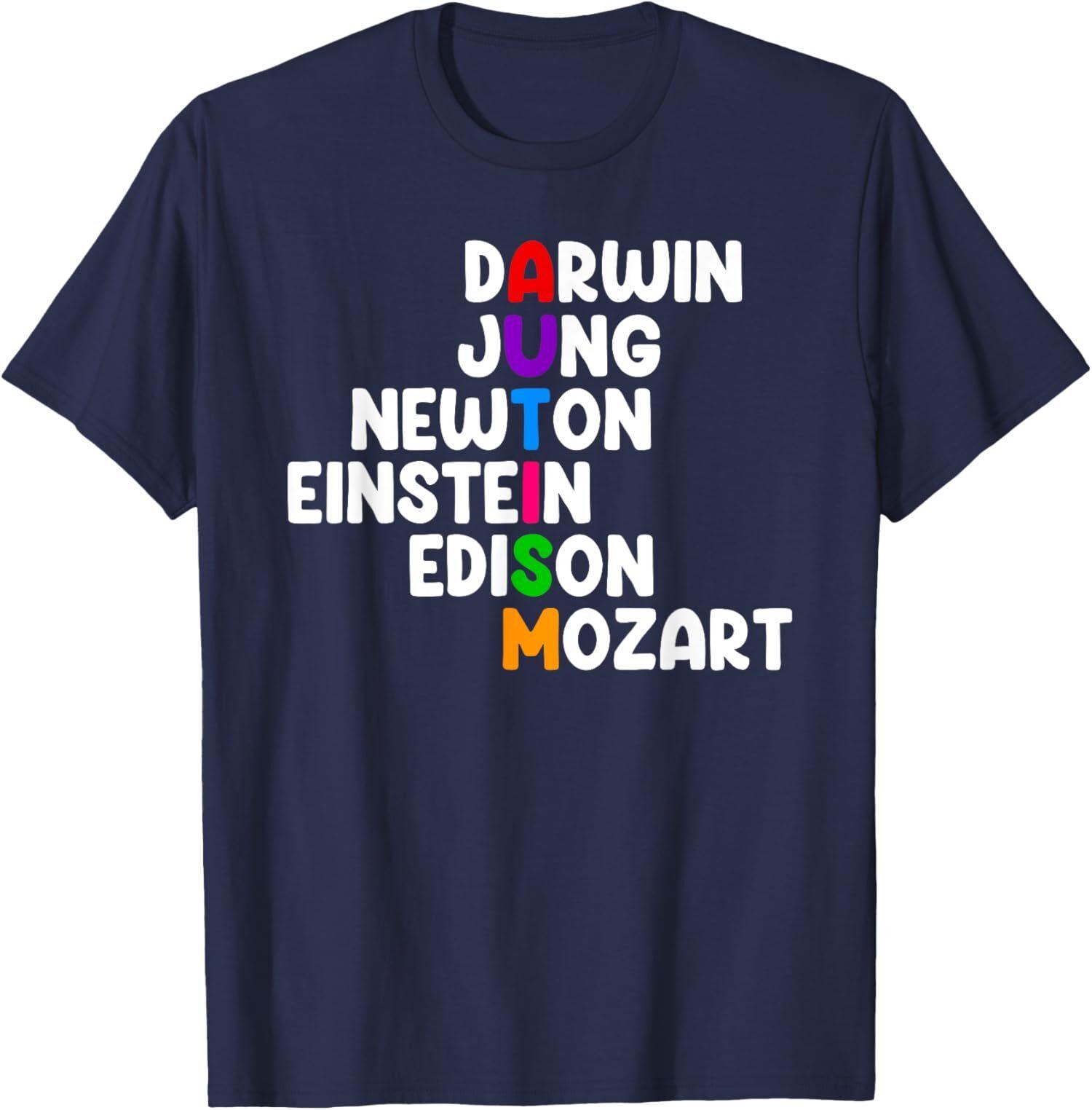 Autism Darwin Jung Newton Einstein Edison Design T-Shirt S разноцветный