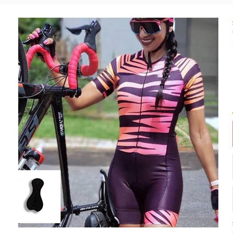 Women's Custom New Pro Triathlon Breathable Short Sleeve Cycling Jersey Suit Ladies Gel Pad Bicycle Triathlon Jumpsuit Sets