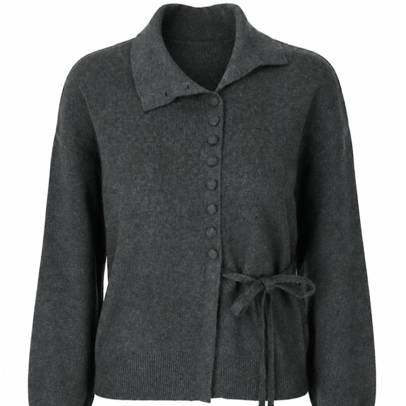 Shop Women S High Neck Covered Button Tie Stretch Cardigan Cream It Wcd260110