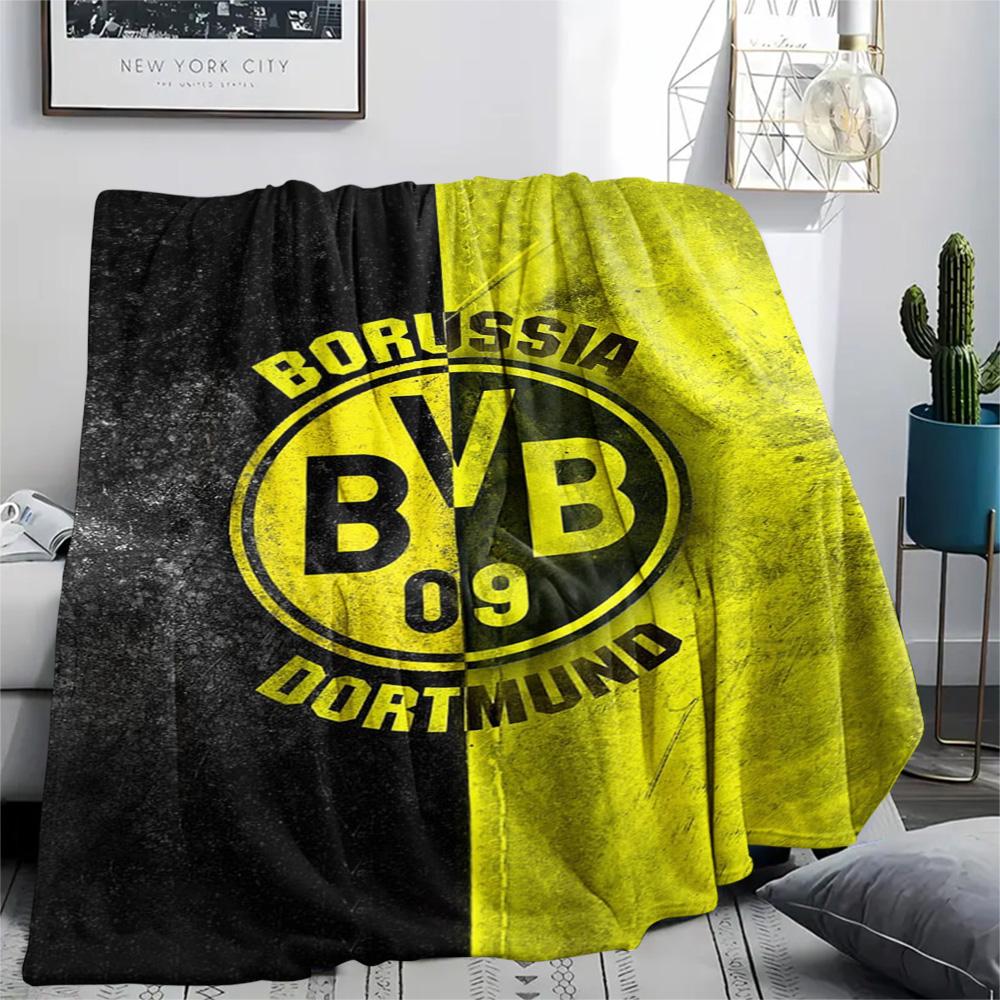 1 szt. Koc Flanelowy z Nadrukiem Borussia Dortmund Wysokiej Jakości Ciepły Komfortowy Pokrowiec na Wszystkie Pory Roku Idealny na Prezenty Wystrój Domu