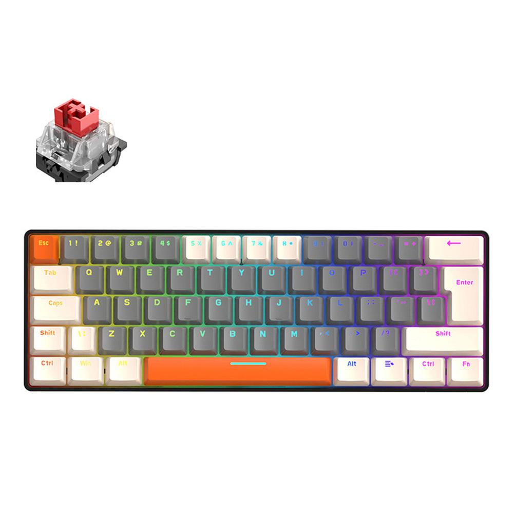 

62 Keys Wired Mechanical Keyboard Ergonomic Gaming Wired Keyboard Portable Travel Type-C Mini Red/Blue Switch for Computer PC Red Switch рожевий